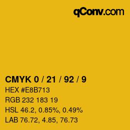 カラーコード: CMYK 0 / 21 / 92 / 9 | qconv.com