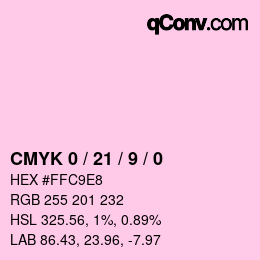 カラーコード: CMYK 0 / 21 / 9 / 0 | qconv.com