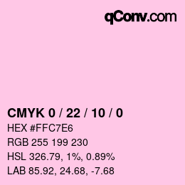 カラーコード: CMYK 0 / 22 / 10 / 0 | qconv.com