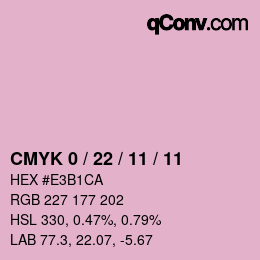 カラーコード: CMYK 0 / 22 / 11 / 11 | qconv.com
