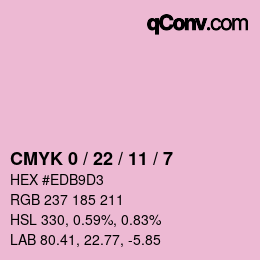 カラーコード: CMYK 0 / 22 / 11 / 7 | qconv.com