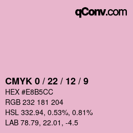 カラーコード: CMYK 0 / 22 / 12 / 9 | qconv.com