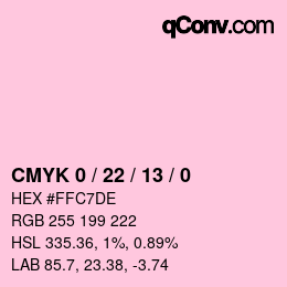 カラーコード: CMYK 0 / 22 / 13 / 0 | qconv.com