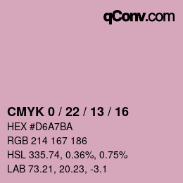 カラーコード: CMYK 0 / 22 / 13 / 16 | qconv.com