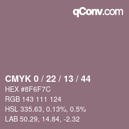 カラーコード: CMYK 0 / 22 / 13 / 44 | qconv.com