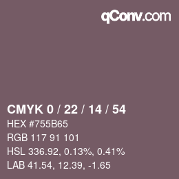 Color code: CMYK 0 / 22 / 14 / 54 | qconv.com