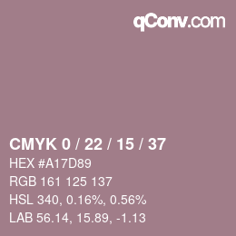 Farbcode: CMYK 0 / 22 / 15 / 37 | qconv.com