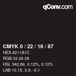 カラーコード: CMYK 0 / 22 / 16 / 87 | qconv.com