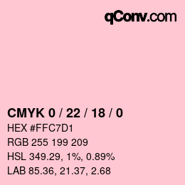 カラーコード: CMYK 0 / 22 / 18 / 0 | qconv.com