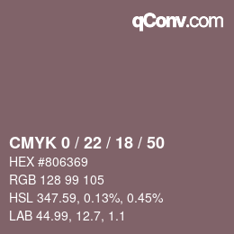颜色代码: CMYK 0 / 22 / 18 / 50 | qconv.com