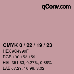 カラーコード: CMYK 0 / 22 / 19 / 23 | qconv.com