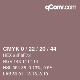 Código de color: CMYK 0 / 22 / 20 / 44 | qconv.com