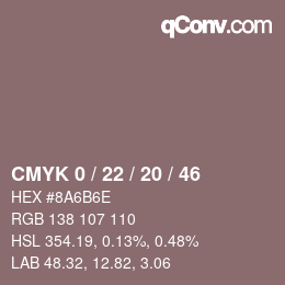 カラーコード: CMYK 0 / 22 / 20 / 46 | qconv.com