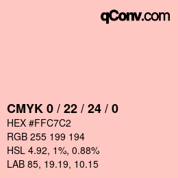 カラーコード: CMYK 0 / 22 / 24 / 0 | qconv.com