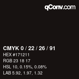 Color code: CMYK 0 / 22 / 26 / 91 | qconv.com