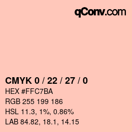 カラーコード: CMYK 0 / 22 / 27 / 0 | qconv.com