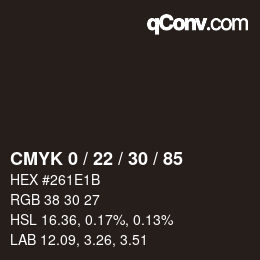 カラーコード: CMYK 0 / 22 / 30 / 85 | qconv.com