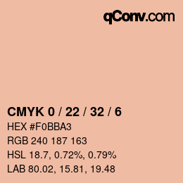 カラーコード: CMYK 0 / 22 / 32 / 6 | qconv.com