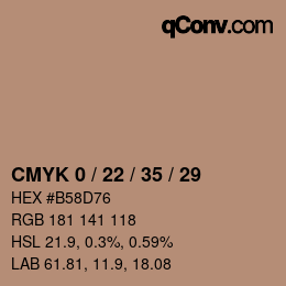 颜色代码: CMYK 0 / 22 / 35 / 29 | qconv.com