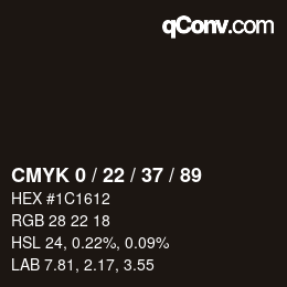 Color code: CMYK 0 / 22 / 37 / 89 | qconv.com