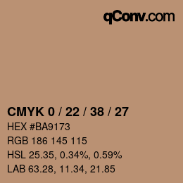 颜色代码: CMYK 0 / 22 / 38 / 27 | qconv.com