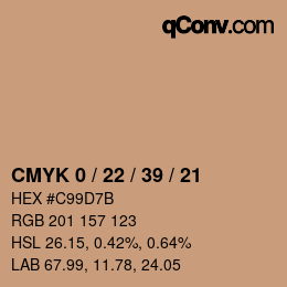 カラーコード: CMYK 0 / 22 / 39 / 21 | qconv.com