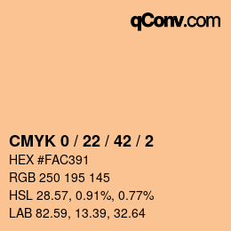 カラーコード: CMYK 0 / 22 / 42 / 2 | qconv.com