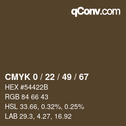 Farbcode: CMYK 0 / 22 / 49 / 67 | qconv.com