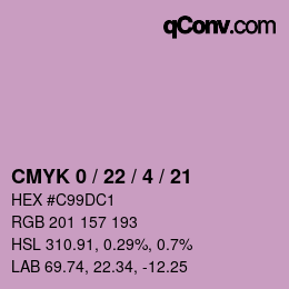 Farbcode: CMYK 0 / 22 / 4 / 21 | qconv.com