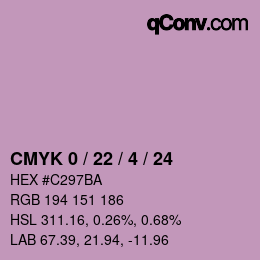 カラーコード: CMYK 0 / 22 / 4 / 24 | qconv.com