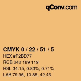 カラーコード: CMYK 0 / 22 / 51 / 5 | qconv.com