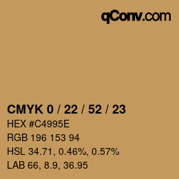 カラーコード: CMYK 0 / 22 / 52 / 23 | qconv.com