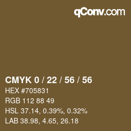 Farbcode: CMYK 0 / 22 / 56 / 56 | qconv.com