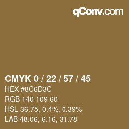 颜色代码: CMYK 0 / 22 / 57 / 45 | qconv.com
