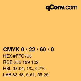 カラーコード: CMYK 0 / 22 / 60 / 0 | qconv.com