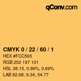 カラーコード: CMYK 0 / 22 / 60 / 1 | qconv.com