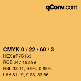 カラーコード: CMYK 0 / 22 / 60 / 3 | qconv.com