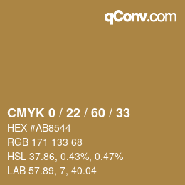 颜色代码: CMYK 0 / 22 / 60 / 33 | qconv.com