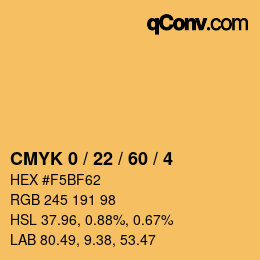 カラーコード: CMYK 0 / 22 / 60 / 4 | qconv.com