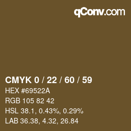 カラーコード: CMYK 0 / 22 / 60 / 59 | qconv.com