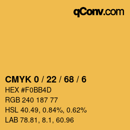 Color code: CMYK 0 / 22 / 68 / 6 | qconv.com