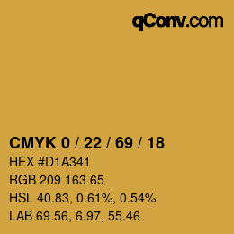 カラーコード: CMYK 0 / 22 / 69 / 18 | qconv.com