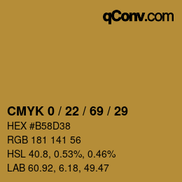 Farbcode: CMYK 0 / 22 / 69 / 29 | qconv.com
