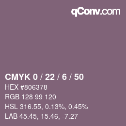 Farbcode: CMYK 0 / 22 / 6 / 50 | qconv.com