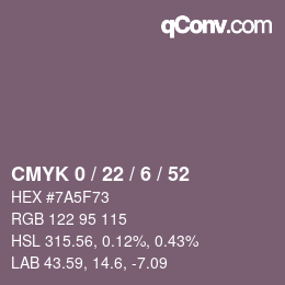 Farbcode: CMYK 0 / 22 / 6 / 52 | qconv.com