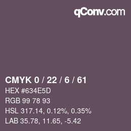 Color code: CMYK 0 / 22 / 6 / 61 | qconv.com