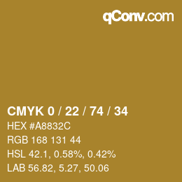 Color code: CMYK 0 / 22 / 74 / 34 | qconv.com
