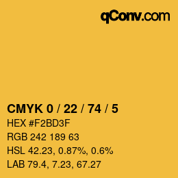 Color code: CMYK 0 / 22 / 74 / 5 | qconv.com