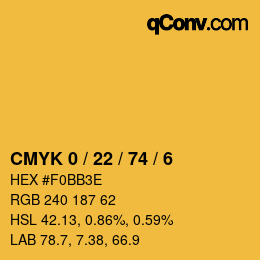 カラーコード: CMYK 0 / 22 / 74 / 6 | qconv.com