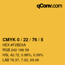 Color code: CMYK 0 / 22 / 76 / 5 | qconv.com